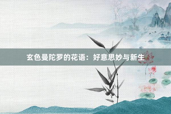 玄色曼陀罗的花语：好意思妙与新生
